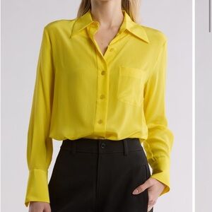 Equipment Quinne Silk Button Up Shirt in Vibrant Yellow
